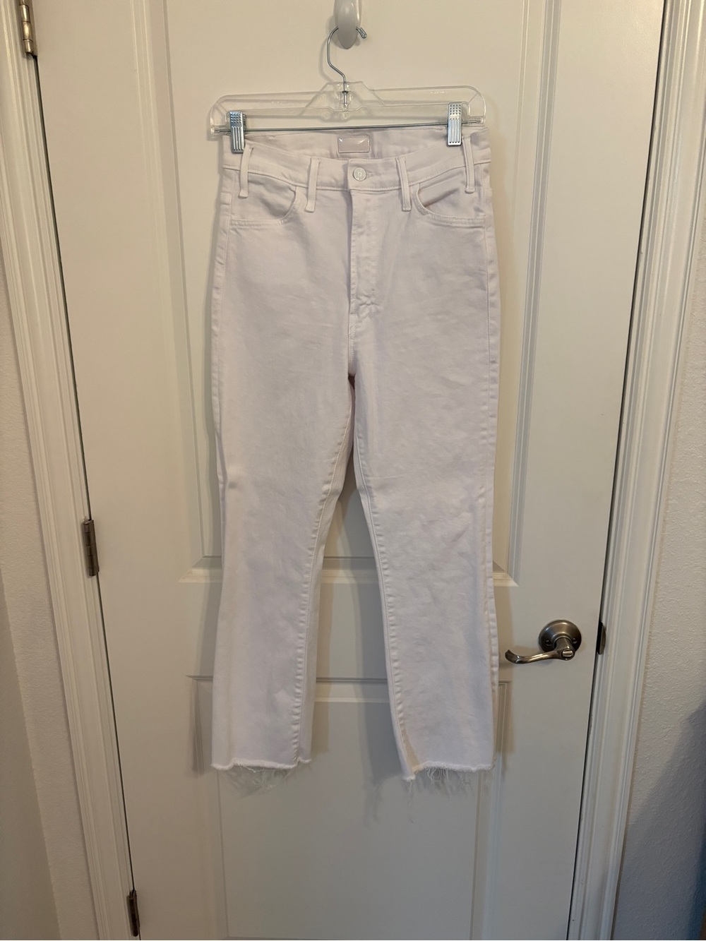 MOTHER Hustler Ankle Fray Jeans White Fairest Of Them All 29
